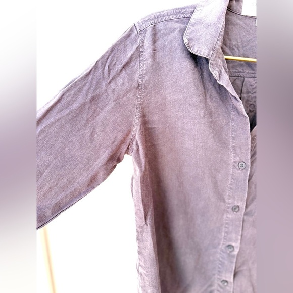 Cloth & Stone Fringe Button Down Shirt in Grey/ Purple - Picture 3 of 9